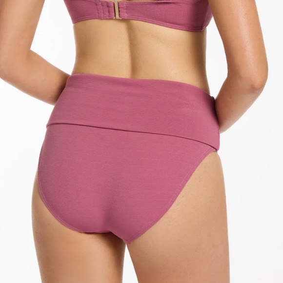 Jets Australia Isla Rib Fold Down High Waisted Bikini Bottom  Mauve Size 16 NWT - Picture 11 of 11